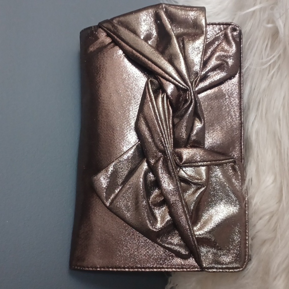 Pewter shimmering clutch